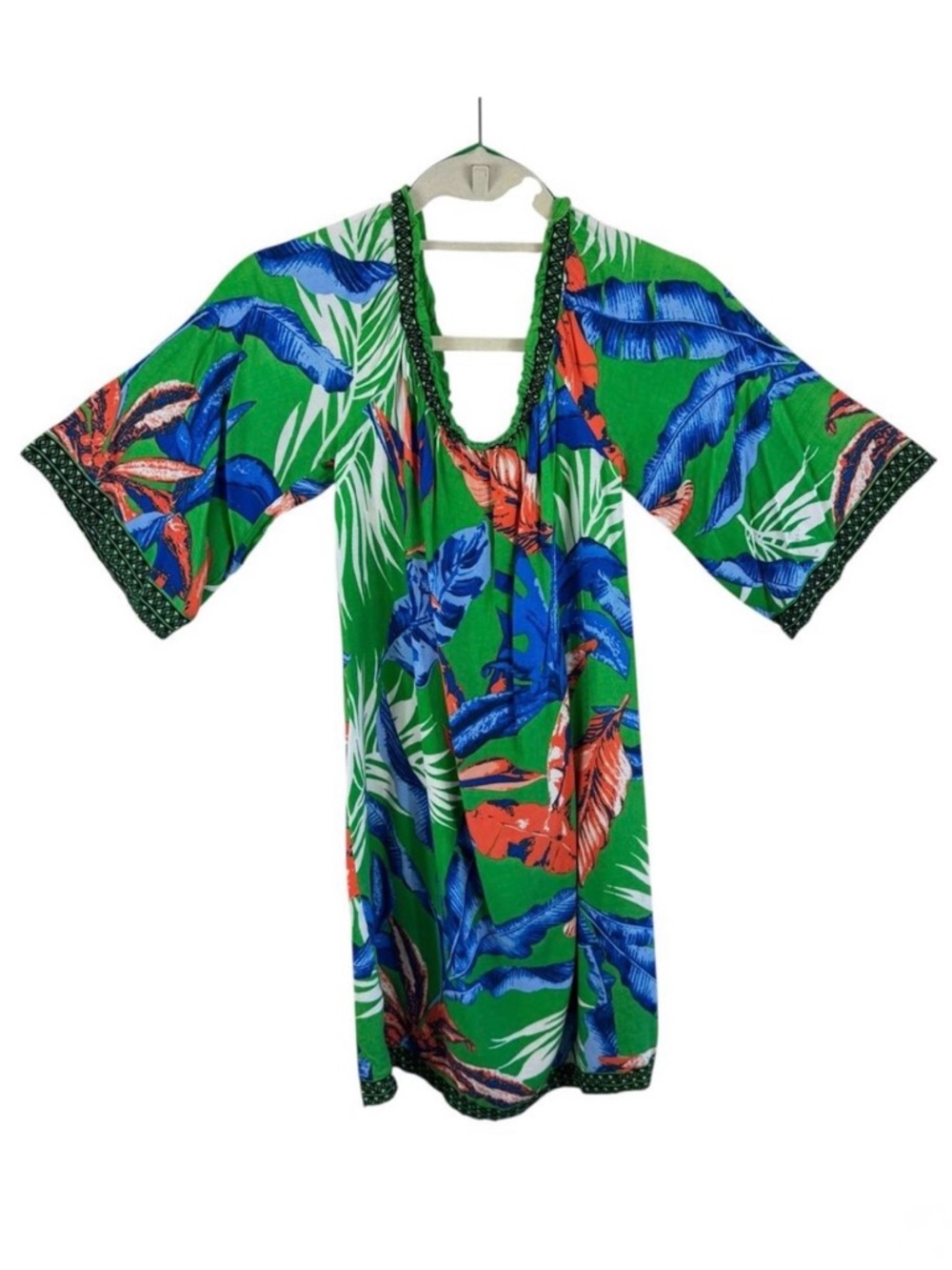 Free Market By Flying Tomato Green Floral Off Shoulder Lightweight Rayon Dress M
